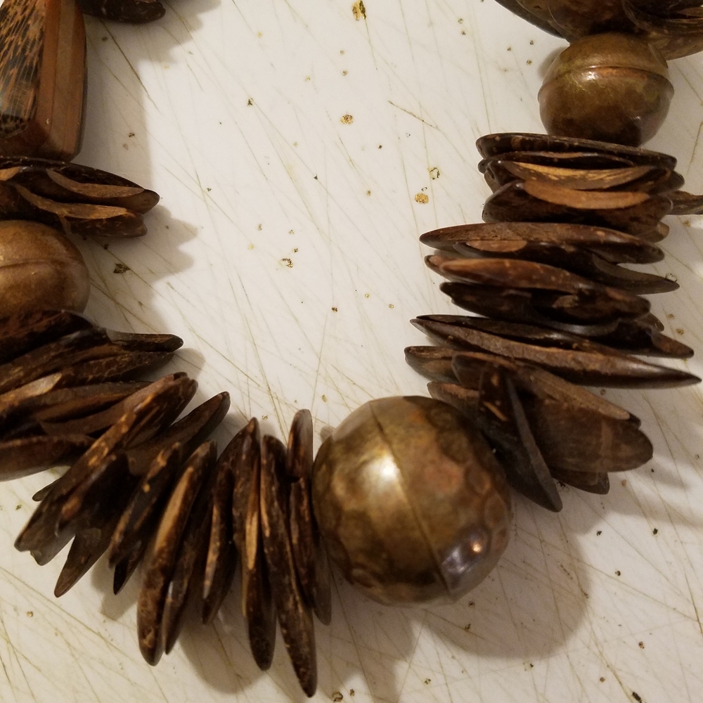 Carved Wood trinket necklace